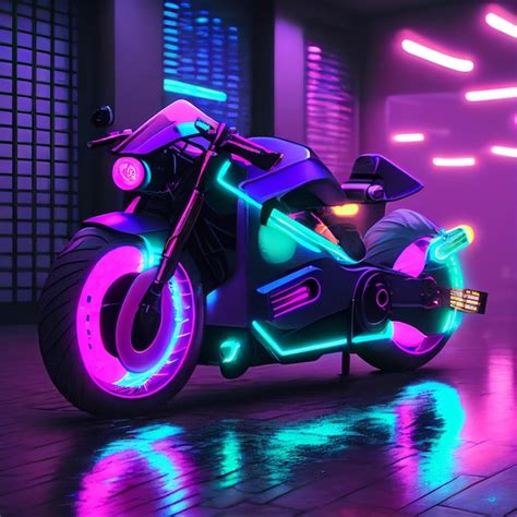 Premium Photo | Cyberpunk motorcycle or motorbike in street with neon ...