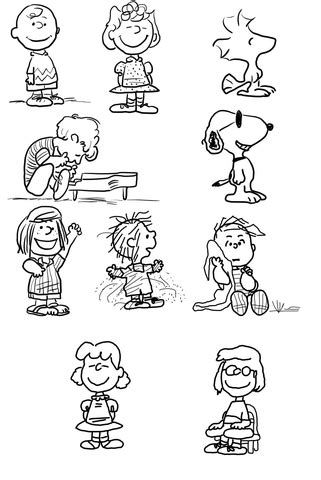 Charlie Brown Characters coloring page | SuperColoring.com