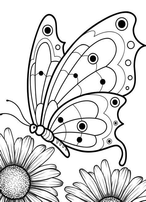 Dibujos para imprimir y colorear de Butterfly Sunflowers