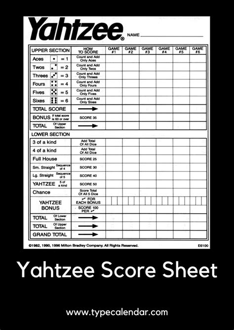 Free Printable Yahtzee Score Sheet Template [PDF, Excel] Triple / Junior