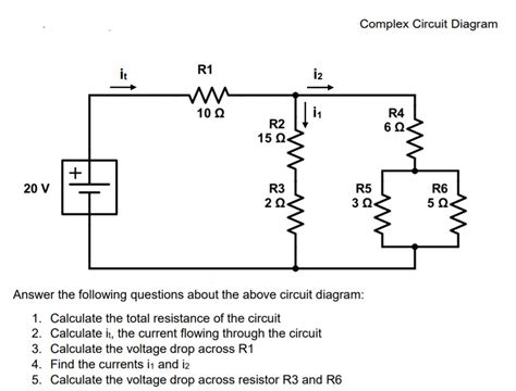 Solved Complex Circuit Diagram R1 12 R4 6Ω 10Ω R2 15Ω R5 3Ω | Chegg.com