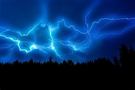 Lightning strike on a dark blue sky | High-Quality Nature Stock Photos ...