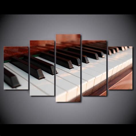 5 Piece Canvas Art Piano Keys Music Canvas Painting Home Decor Wall ...