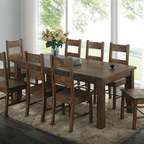 Coaster Coleman Rustic Dining Table with Over-Sized Block Legs | Standard Furniture | Dining Tables