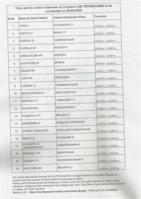 Southern Railway Palakkad (Palghat) Division Interview Date and Time ...