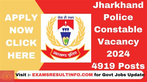 Jharkhand Police Constable Vacancy 2024,4919 Posts, Apply Now