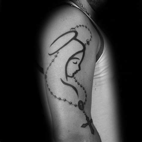 virgin mary with rosary tattoo - ozzyosbournekneetattoo