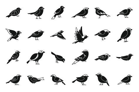 Sparrow icons set simple vector. Fly bird 26602973 Vector Art at Vecteezy