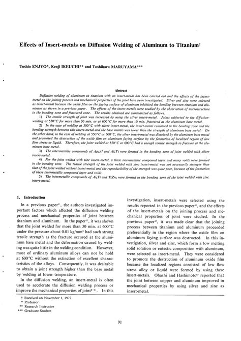 (PDF) Effects of Insert-metals on Diffusion Welding of Aluminum to Titanium