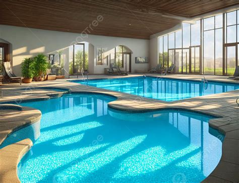 Beautiful Comfortable Indoor Swimming Pool Background, Pool, Swimming Pool, Indoor Background ...