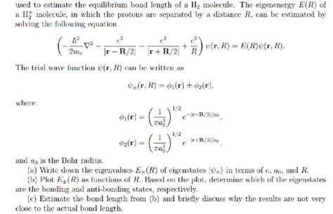 Solved used to estimate the equilibrium bond length of a H, | Chegg.com