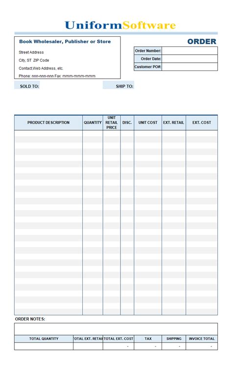 Book Store Invoice Template