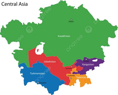 Central Asia Map Political Region Illustration Vector, Political, Region, Illustration PNG and ...