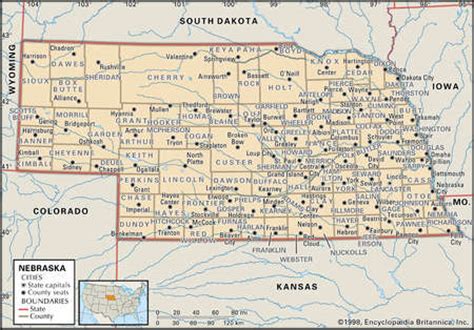 Stock Illustration - Map of the state of Nebraska showing counties and ...