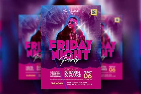 Glitter Friday Night Club Party Flyer Template Free Download | Resource Boy