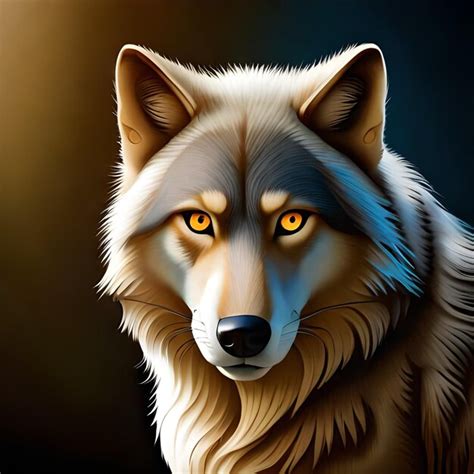 Premium AI Image | A painting of a wolf with yellow eyes and a black background.