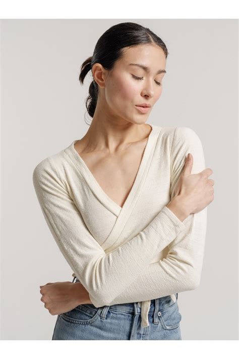 Ballet Wrap Top - Ivory Silk Noil by LAUDE THE LABEL at ORCHARD MILE