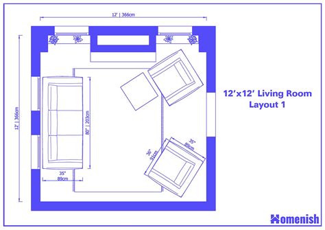 9 Great 12' x 12' Living Room Layouts and Floor Plans - Homenish