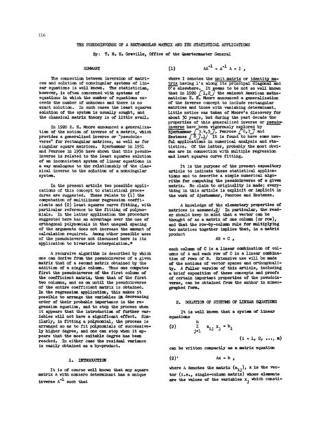 The Pseudoinverse of A Rectangular Matrix and Its Statistical ...