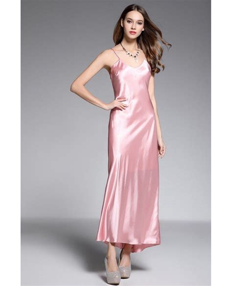 A-line V-neck Ankle-length Silk Pink Evening Dress #CK599 $53 ...