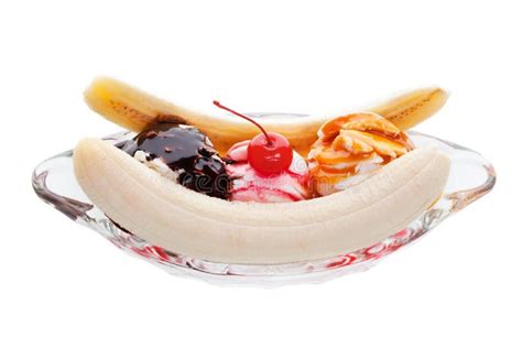 Banana split sundae stock photo. Image of cold, glass - 14128656