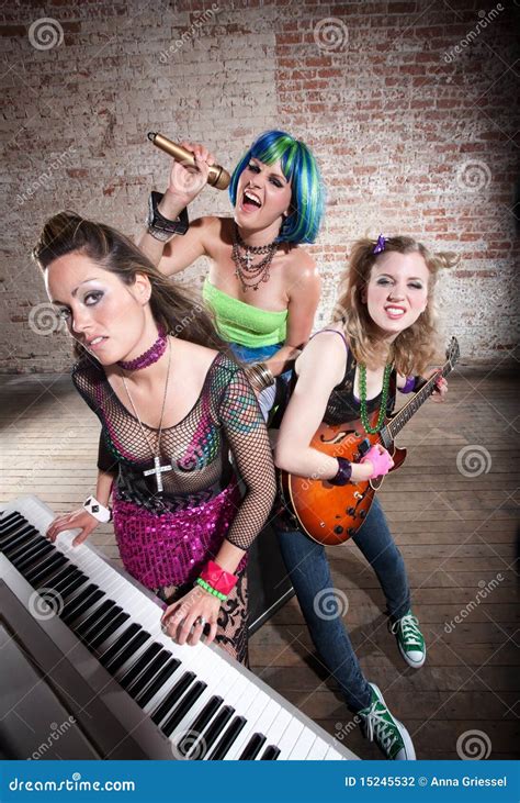 Female punk rock band stock photo. Image of performer - 15245532