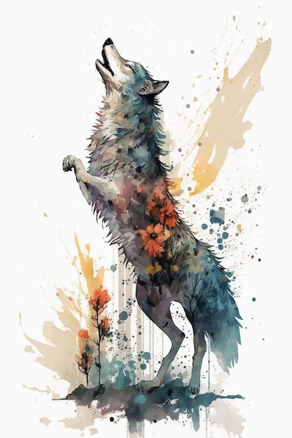 Premium AI Image | A watercolor painting of a wolf howling.