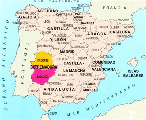 Mapa de Extremadura Región