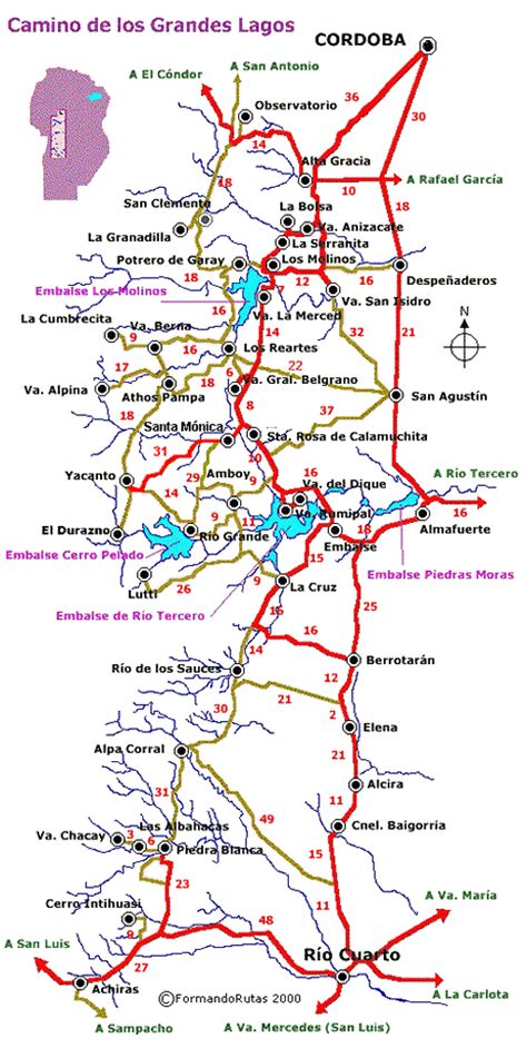 Mapa de la region Valle de Calamuchita | Hostel Tinktinkie