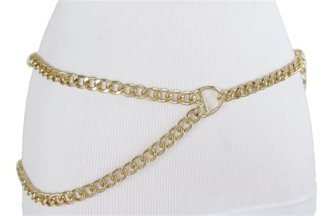 Women Gold Metal Chain Side Wave Fashion Belt Plus Size XL XXL - Walmart.com