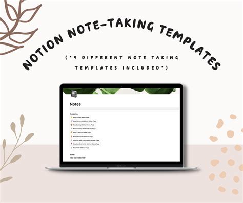 Notion Note-Taking Templates (*9 different note taking templates included*)