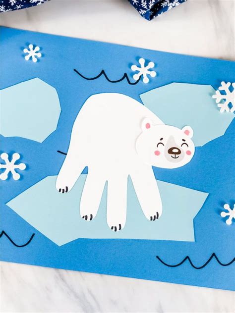 Polar Bear Handprint Craft [Free Template] | Bear crafts preschool ...