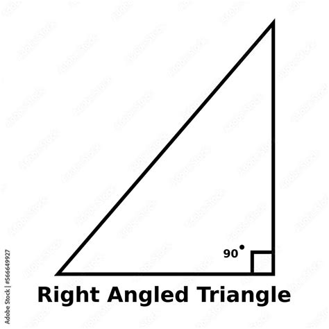 Simple monochrome vector graphic of a right angled triangle. This is a shape with three sides ...