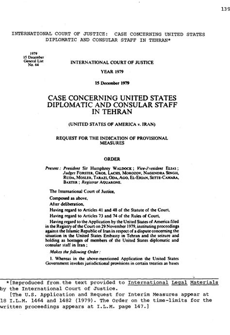 International Court of Justice: Case Concerning United States ...