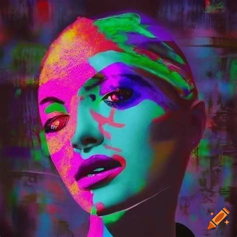 Surreal portrait with graffiti overlay