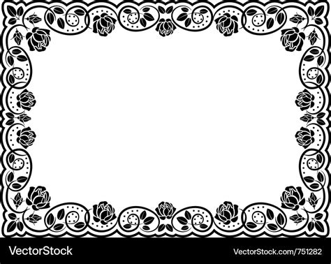 Silhouette border roses Royalty Free Vector Image