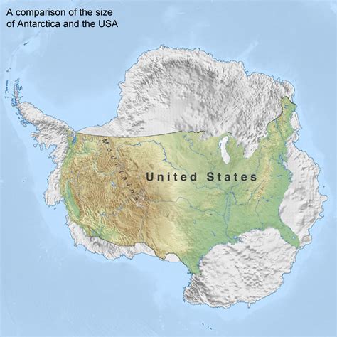 The size of Antarctica in comparison to other continents