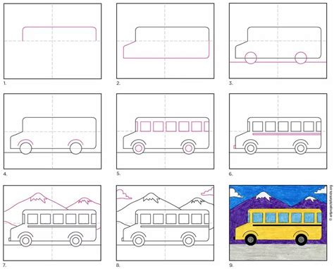 How to Draw a School Bus Easy, Step-by-Step Art Lesson for Kids ...