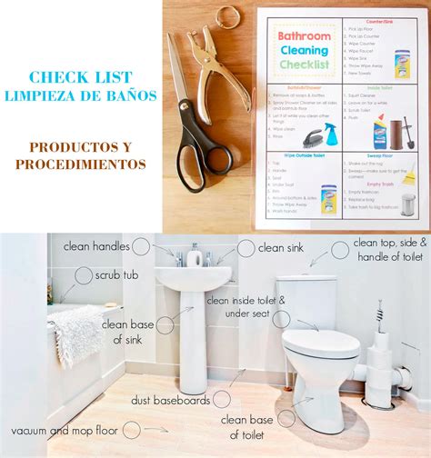 Check List Limpieza de baños, Productos y Procedimientos