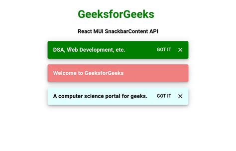 React MUI SnackbarContent API - Code Tip - Cds.LOL