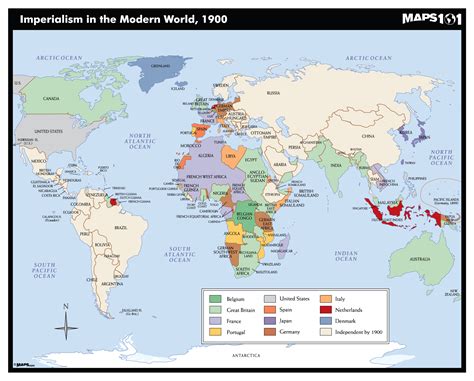 Imperialism in the Modern World, 1900 Map | Maps.com.com