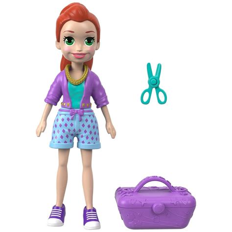 Polly Pocket Active Pose Totes Cute Lila Glam Doll with Salon Kit - Walmart.com - Walmart.com