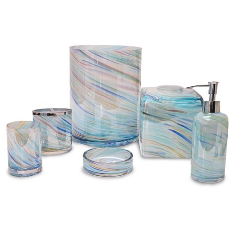 Veratex Blue Horizon Multi-Color Glass Bath Accessories Collection | eBay