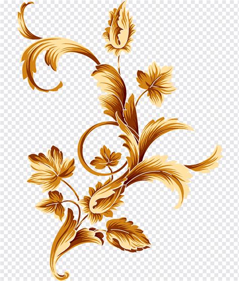 Brown plant, Flower Gold Color, gold border, leaf, color, gold png ...