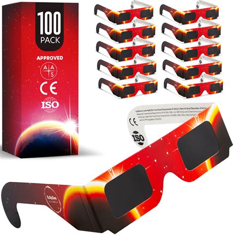 Solar Eclipse Glasses Approved 2024, (100 PACK) CE and ISO Certified ...