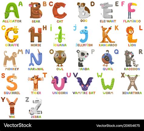 Zoo alphabet animal alphabet letters from a to z Vector Image