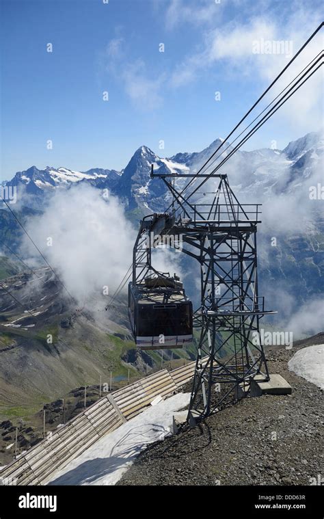 Cable Car arrives at Schilthorn, Piz Gloria, - used as location in the ...