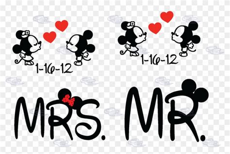 Mr Mrs Little Mickey Minnie Mouse Kiss With Wedding, HD Png Download ...