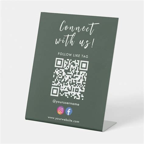 a qr - code sign with the text connect with us follow like tag on it