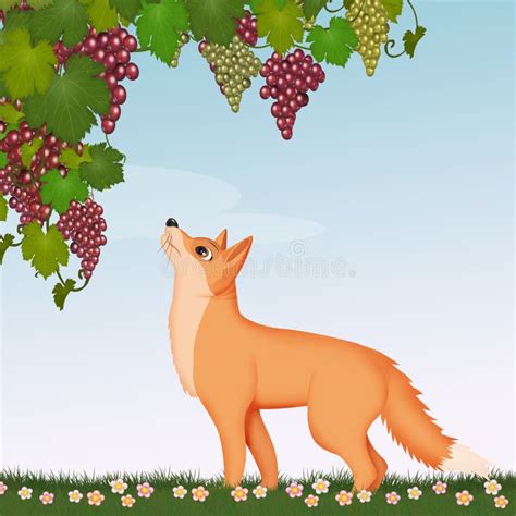 The Fox and the Grapes stock vector. Illustration of tale - 197421211